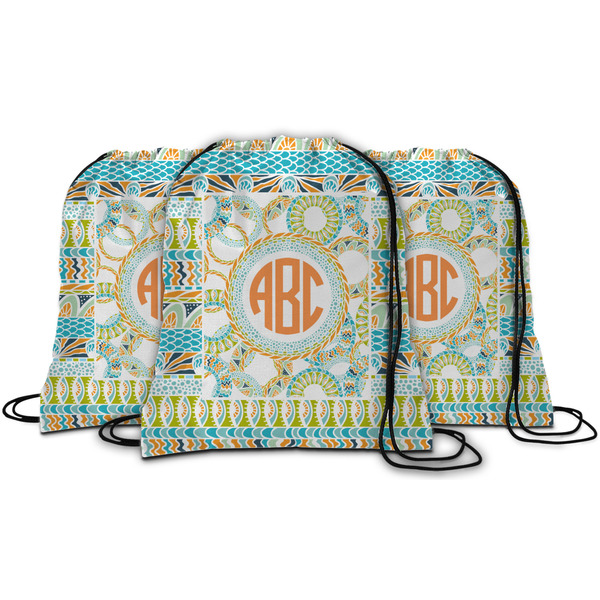 Teal Ribbons & Labels String Backpack - MAIN