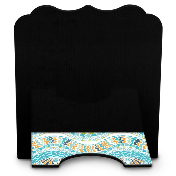 Teal Ribbons & Labels Stylized Tablet Stand - Back