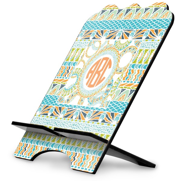 Custom Teal Ribbons & Labels Stylized Tablet Stand (Personalized)