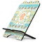 Teal Ribbons & Labels Stylized Tablet Stand - Side View