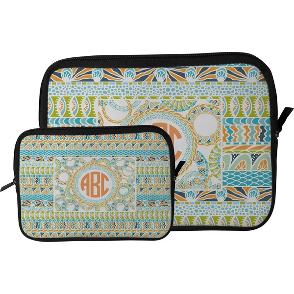 Teal Ribbons & Labels Tablet Sleeve (Size Comparison)