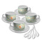 Teal Ribbons & Labels Tea Cup - Set of 4
