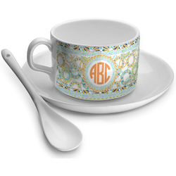 Teal Ribbons & Labels Tea Cup - Single (Personalized)