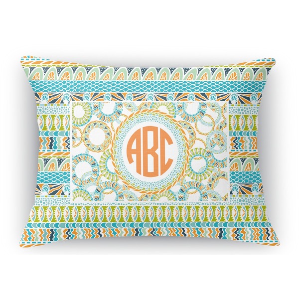 Custom Teal Ribbons & Labels Rectangular Throw Pillow Case (Personalized)
