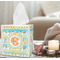 Teal Ribbons & Labels Tissue Box - LIFESTYLE