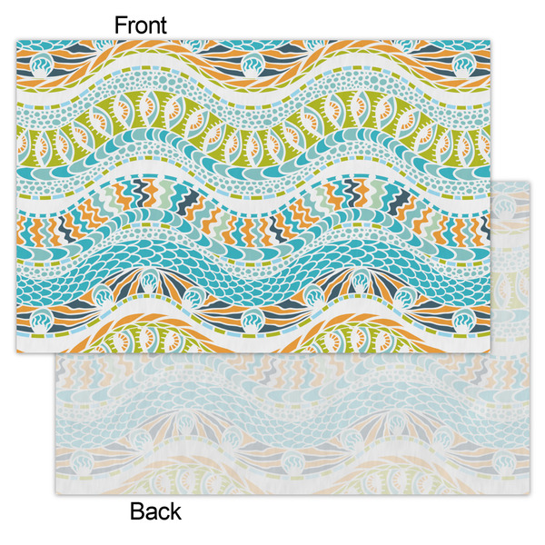 Teal Ribbons & Labels Tissue Paper - Lightweight - Small - Front & Back