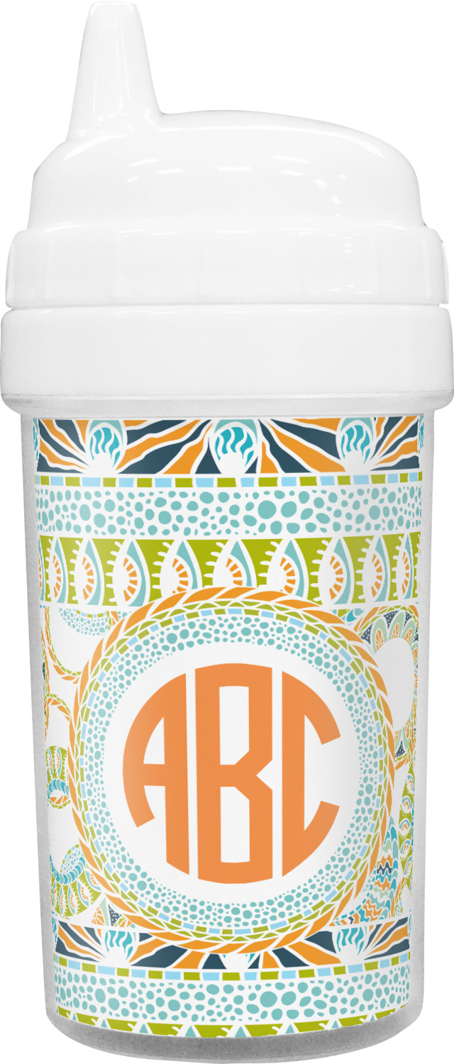 Custom Teal Ribbons & Labels Sippy Cup (Personalized) YouCustomizeIt