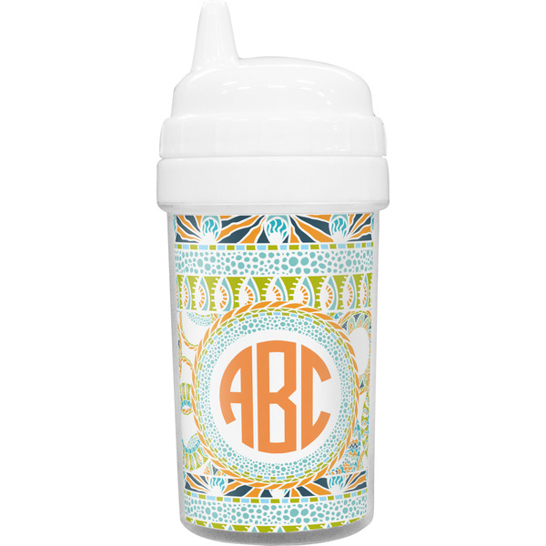 Custom Teal Ribbons & Labels Toddler Sippy Cup (Personalized)