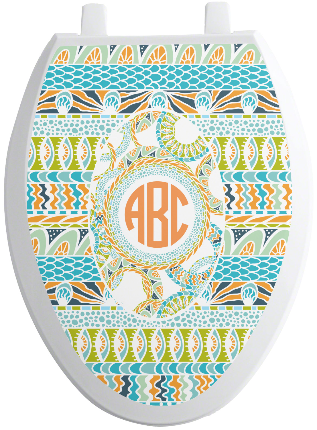 Teal Ribbons & Labels Toilet Seat Decal (Personalized) YouCustomizeIt
