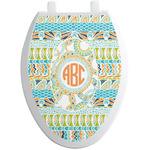 Teal Ribbons & Labels Toilet Seat Decal - Elongated (Personalized)