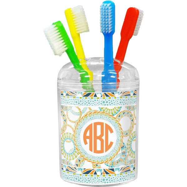 Custom Teal Ribbons & Labels Toothbrush Holder (Personalized)
