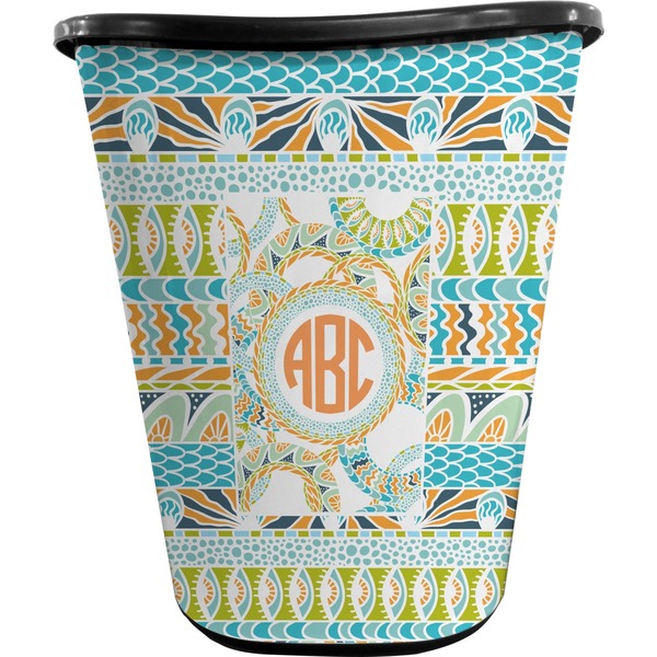 Custom Teal Ribbons & Labels Waste Basket - Single Sided (Black) (Personalized)
