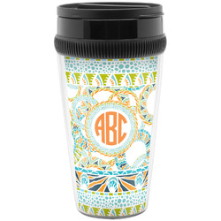 Teal Ribbons & Labels Acrylic Travel Mug without Handle (Personalized)