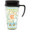 Teal Ribbons & Labels Acrylic Travel Mug with Handle (Personalized)