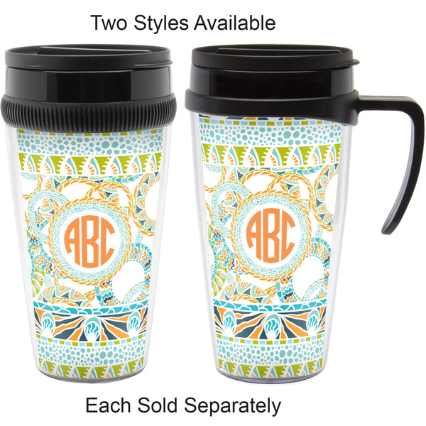 Teal Ribbons & Labels Travel Mugs - with & without Handle