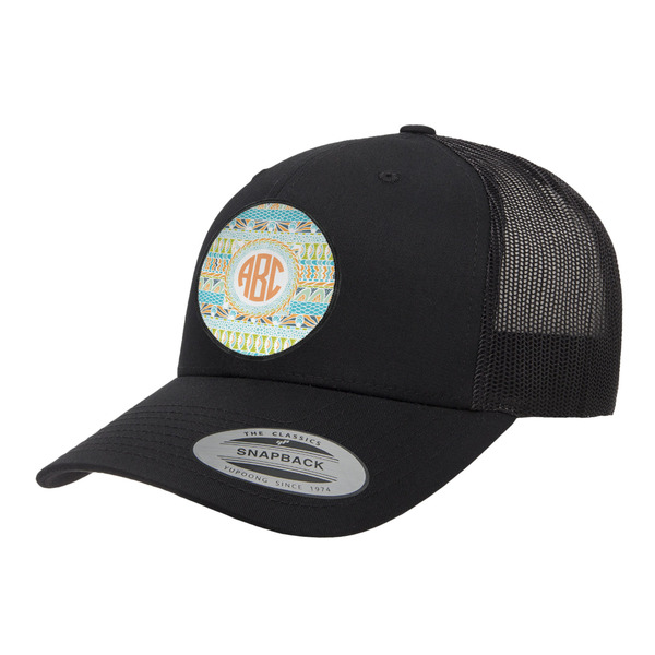 Custom Teal Ribbons & Labels Trucker Hat - Black (Personalized)