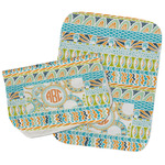 Teal Ribbons & Labels Burp Cloths - Fleece - Set of 2 w/ Monogram