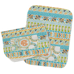 Teal Ribbons & Labels Burp Cloths - Fleece - Set of 2 w/ Monogram