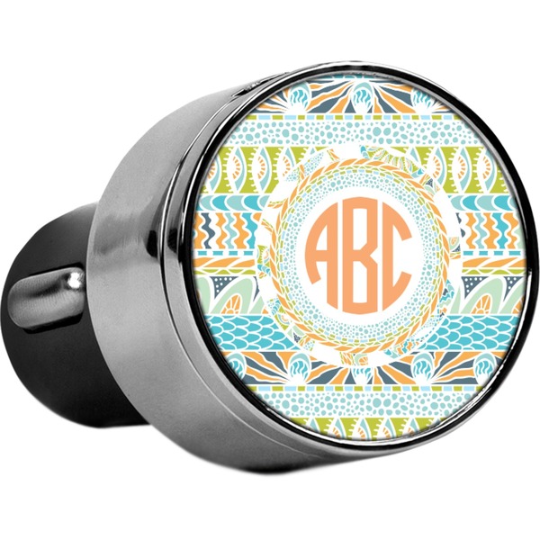 Custom Teal Ribbons & Labels USB Car Charger (Personalized)