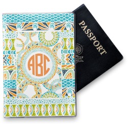 Teal Ribbons & Labels Vinyl Passport Holder (Personalized)