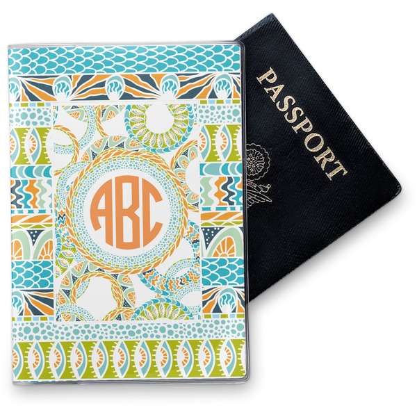 Custom Teal Ribbons & Labels Vinyl Passport Holder (Personalized)
