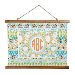 Teal Ribbons & Labels Wall Hanging Tapestry - Wide (Personalized)