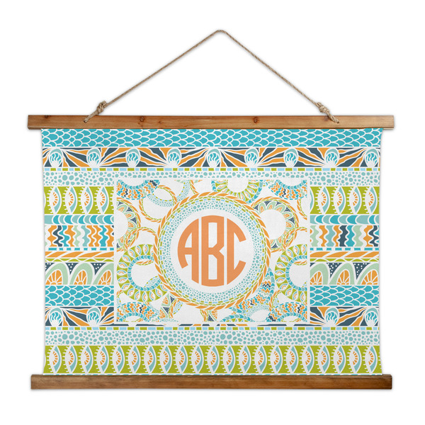 Custom Teal Ribbons & Labels Wall Hanging Tapestry - Wide (Personalized)