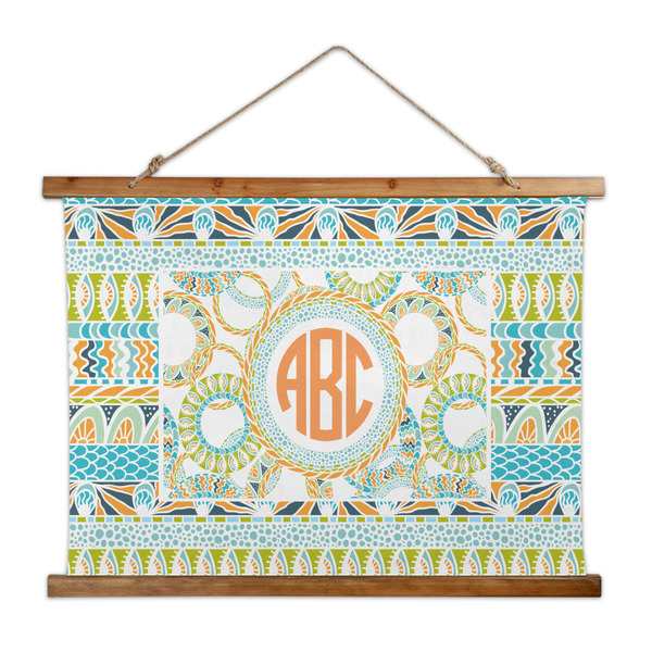 Custom Teal Ribbons & Labels Wall Hanging Tapestry - Wide (Personalized)