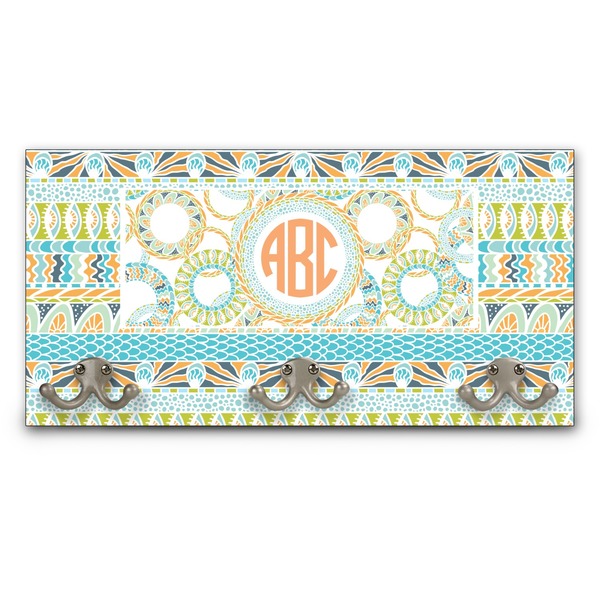 Custom Teal Ribbons & Labels Wall Mounted Coat Rack (Personalized)