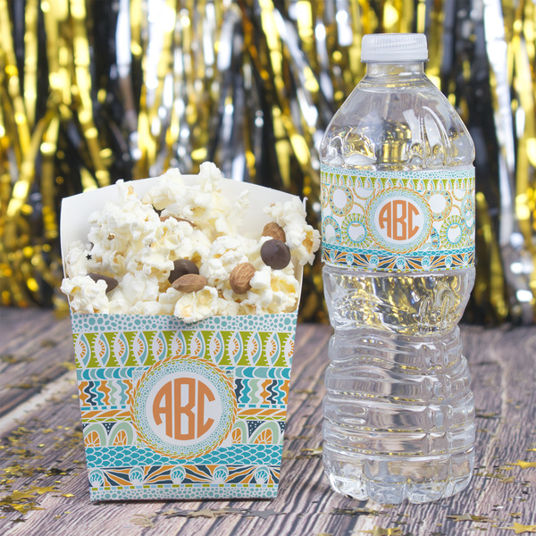 Teal Ribbons & Labels Water Bottle Label - w/ Favor Box