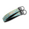 Teal Ribbons & Labels Webbing Keychain FOBs - Size Comparison