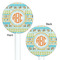 Teal Ribbons & Labels White Plastic 5.5" Stir Stick - Double Sided - Round - Front & Back