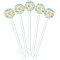Teal Ribbons & Labels White Plastic 5.5" Stir Stick - Fan View