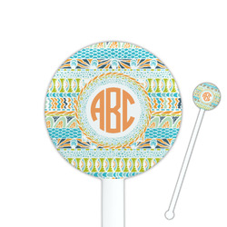 Teal Ribbons & Labels 5.5" Round Plastic Stir Sticks - White - Single Sided (Personalized)