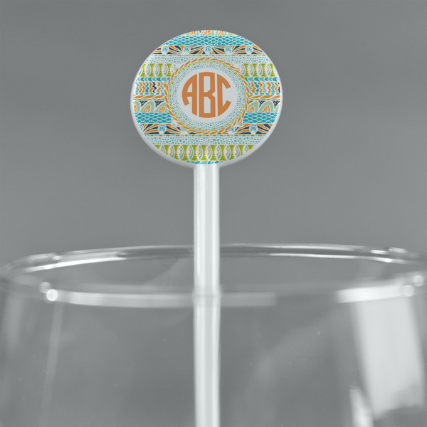 Teal Ribbons & Labels White Plastic 5.5" Stir Stick - Round - Main