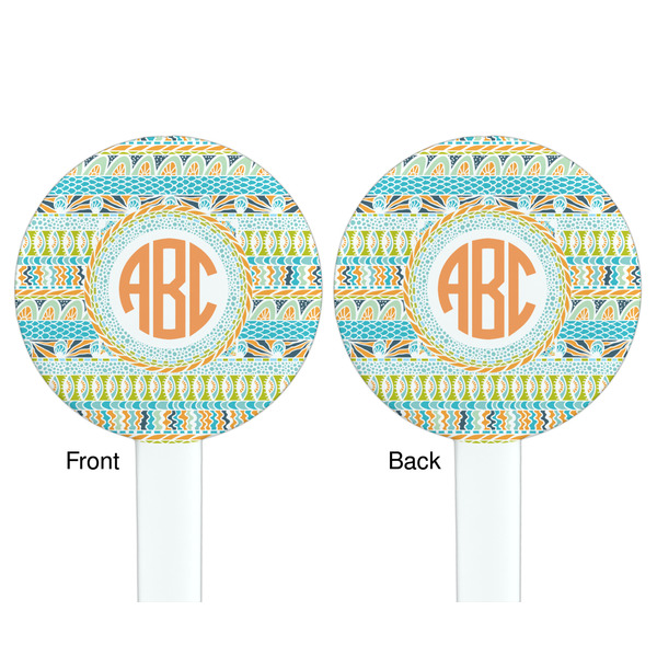 Teal Ribbons & Labels White Plastic 7" Stir Stick - Double Sided - Round - Front & Back