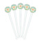 Teal Ribbons & Labels White Plastic 7" Stir Stick - Round - Fan View