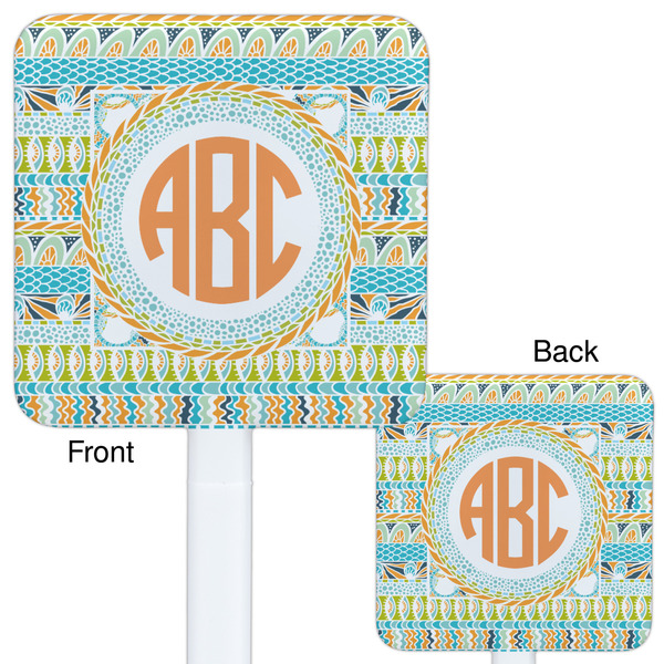Teal Ribbons & Labels White Plastic Stir Stick - Double Sided - Approval