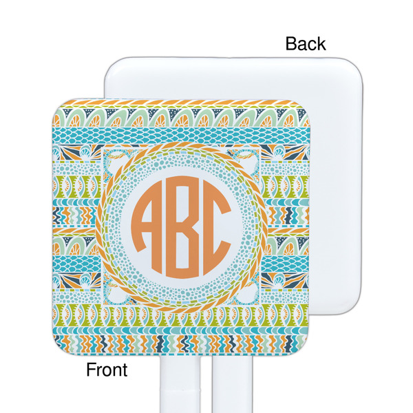 Teal Ribbons & Labels White Plastic Stir Stick - Single Sided - Square - Approval