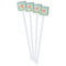 Teal Ribbons & Labels White Plastic Stir Stick - Single Sided - Square - Front
