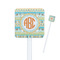 Teal Ribbons & Labels Square Plastic Stir Sticks - Single Sided (Personalized)
