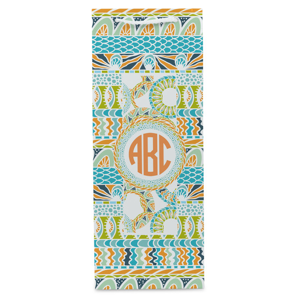 Teal Ribbons & Labels Wine Gift Bag - Gloss - Front