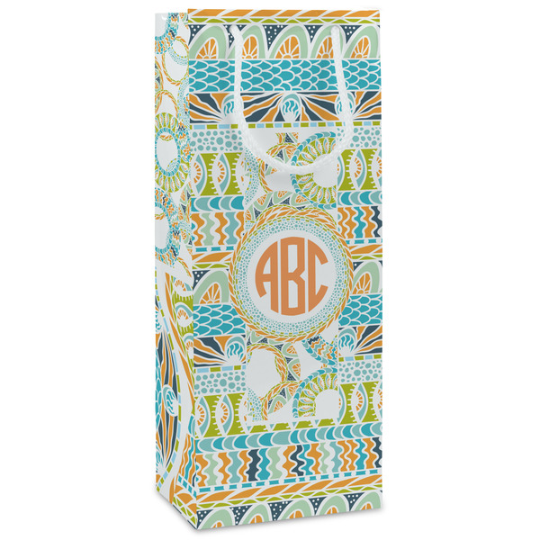 Custom Teal Ribbons & Labels Wine Gift Bags - Matte (Personalized)