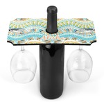 Teal Ribbons & Labels Wine Bottle & Glass Holder (Personalized)