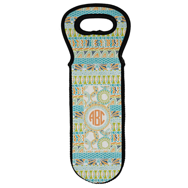 Custom Teal Ribbons & Labels Wine Tote Bag (Personalized)