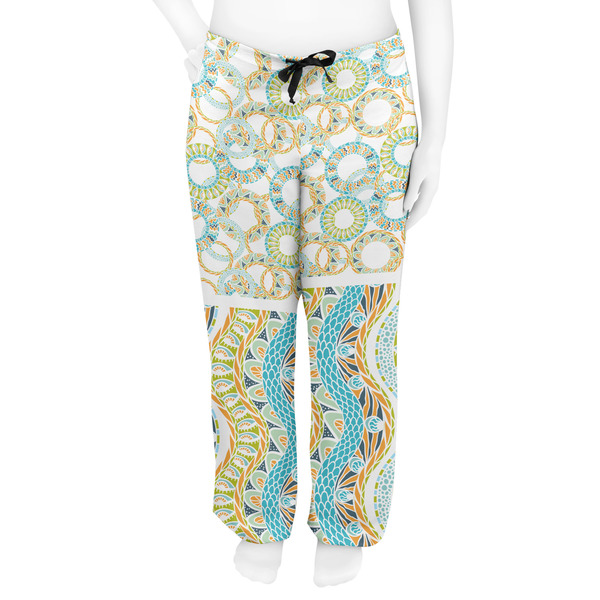 Teal Ribbons & Labels Women's Pj on model - Front