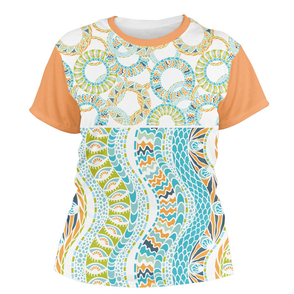 Custom Teal Ribbons & Labels Women's Crew T-Shirt - 2X Large