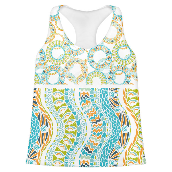 Custom Teal Ribbons & Labels Womens Racerback Tank Top - X Large