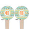 Teal Ribbons & Labels Wooden 4" Food Pick - Round - Double Sided - Front & Back