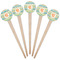 Teal Ribbons & Labels Wooden 4" Food Pick - Round - Fan View